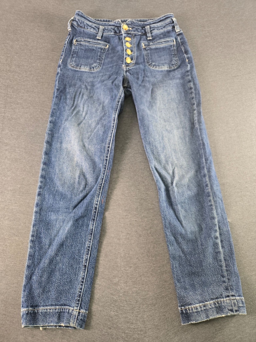 Pilcro And The Letterpress Jeans Womens 27 Blue High Rise Button Fly Straight
